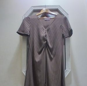 Zara Dress, Size Small, Color is Taupe and Black Stripes